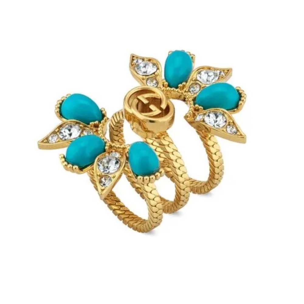 Gucci Interlocking G Stacked Flower Ring - Gold (NWOT) - Picture 4 of 9